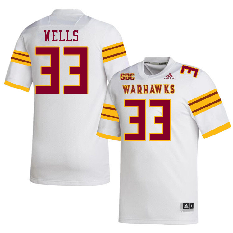 #33 Andrew Wells Louisiana-Monroe Warhawks College Football Jerseys Stitched-White